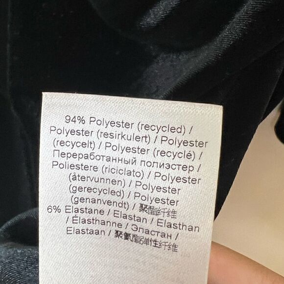 GANNI Black Long Sleeve U-Neckline Velvet Jersey Ruched Mini Dress Size US 6 - Picture 12 of 14